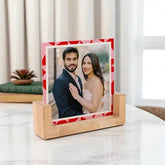Personalized Sandwich Frame - Forever Love Frame displaying a couple's photo in a wood and acrylic table frame, perfect for romantic gifting.